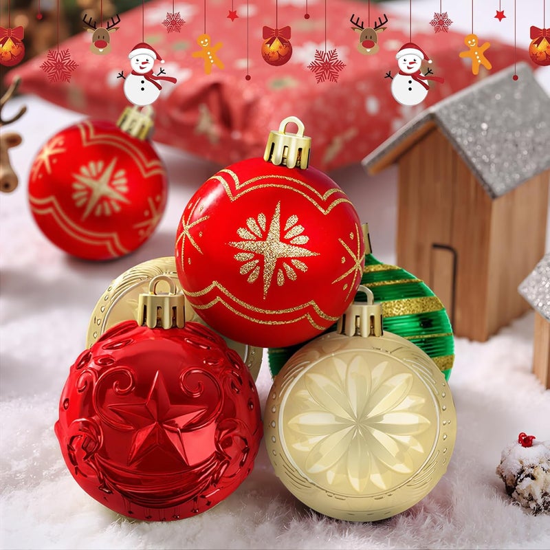EverMerry 82PCS Christmas Balls Ornaments, Ornaments with Hanging Strings for Christmas Tree Decorations, Delightful Xmas Decorations for Holiday, Party, Shatterproof Plastic Decor(Green, Red & Gold) - Image 3